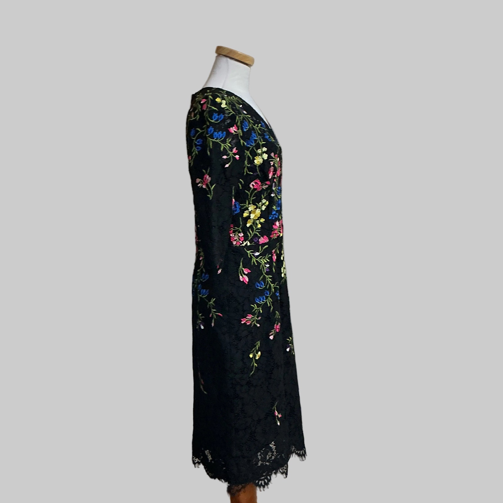 Teri Jon Black Lace Embroidered Dress, Size 8, New With Tags! — image 2 of 3